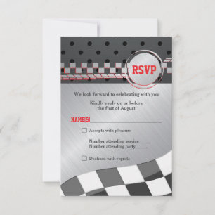 Car Racing Racecar Bar Mitzvah Reply Card