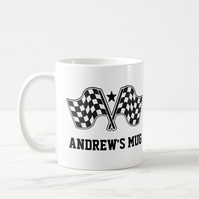 Car Racing Rally Flags Driver Race Fan Coffee Mug (Left)