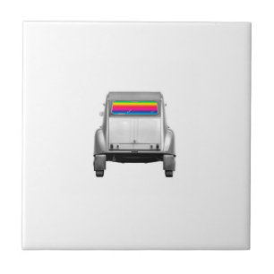 Car + rainbow ceramic tile