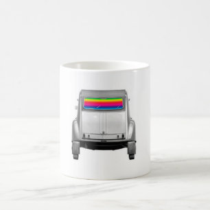 Car + rainbow coffee mug