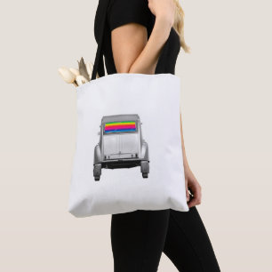 Car + rainbow tote bag