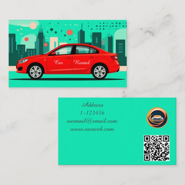 Car Rental Custom QR code professional Business Card (Front/Back)