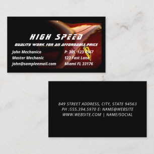 Car Repair Automotive Black & Red Auto Mechanic Business Card