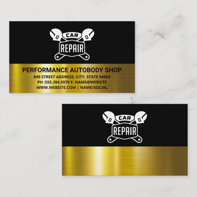 Car Repair Logo Wrenches | Auto Shop Business Card (Front/Back)