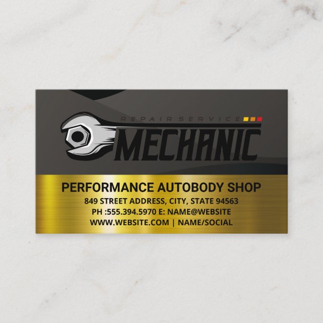 Car Repair Logo Wrenches | Auto Shop Care Business Card (Front)