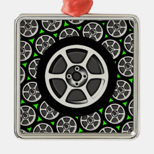 Car Rim & Tire Metal Ornament