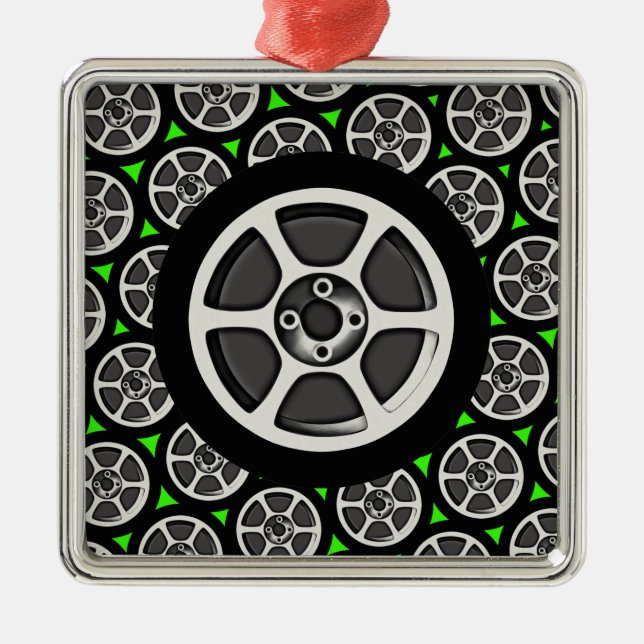 Car Rim & Tire Metal Ornament (Front)