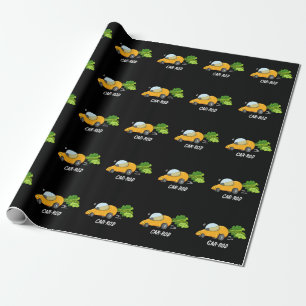 Car-rod Funny Carrot Pun Dark BG Wrapping Paper