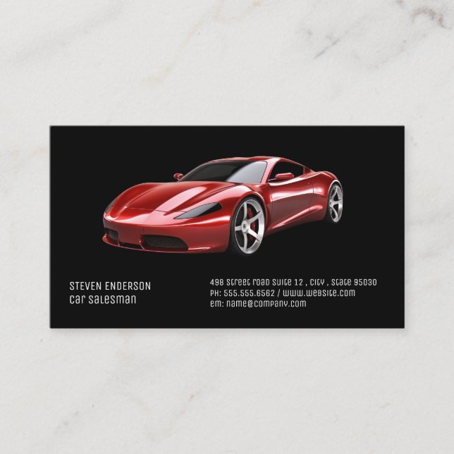Car Salesman | Red Sports Car Business Card (Front)