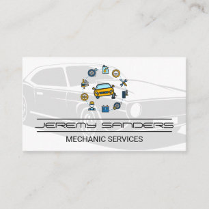 Car Service and Parts Mechanic Business Card