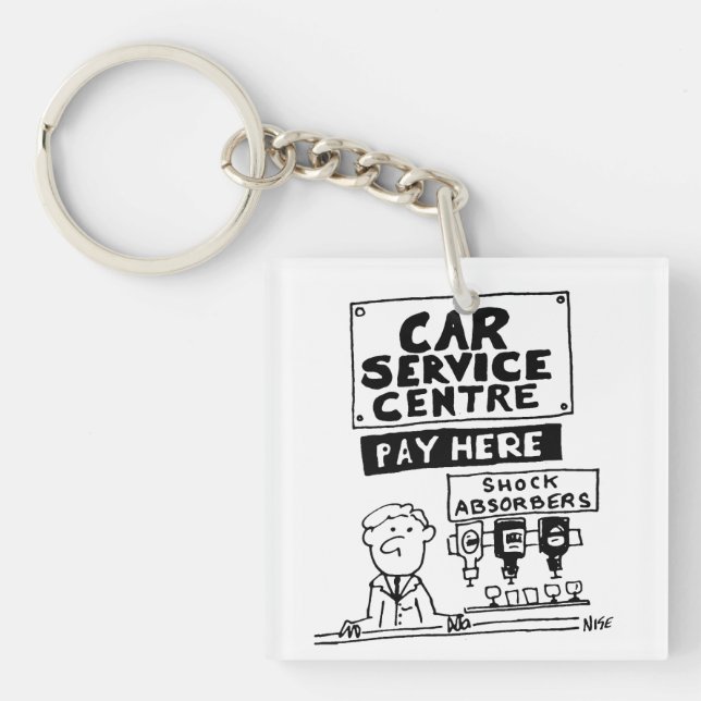 Car Service Center Mechanics and Shock Absorbers Key Ring (Front)