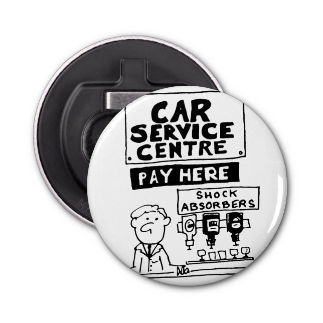 Car Service Centre Mechanics and Shock Absorbers Bottle Opener (Front)