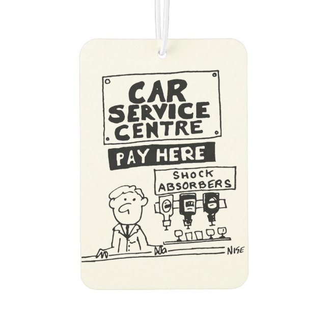 Car Service Centre Mechanics and Shock Absorbers Car Air Freshener (Back)