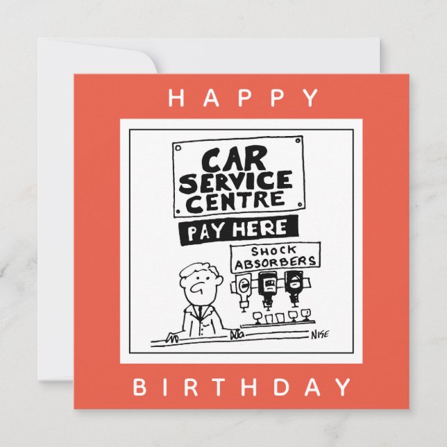 Car Service Centre Mechanics and Shock Absorbers. Card (Front)