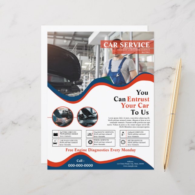 Car Service Flyer Template (Front/Back In Situ)