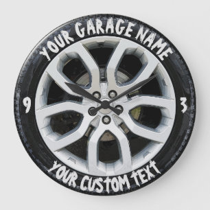 Car Service Repair Garage Owner Tire Wheel Custom Large Clock