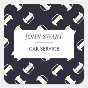 Car service white silhouette pattern blue square sticker
