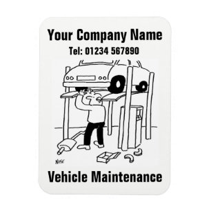 Car Servicing & Repairs Cartoon Magnet