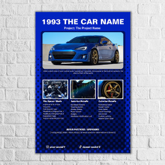 Car Show Spec Board chequered back Poster