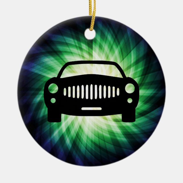 Car Silhouette; Cool Ceramic Tree Decoration (Front)