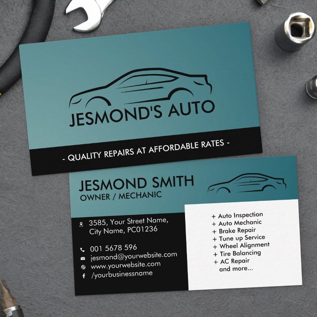 Car Silhouette - Mechanic Auto Repair  Business Card (Creator Uploaded)