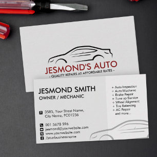 Car Silhouette - Mechanic Auto Repair Business Card