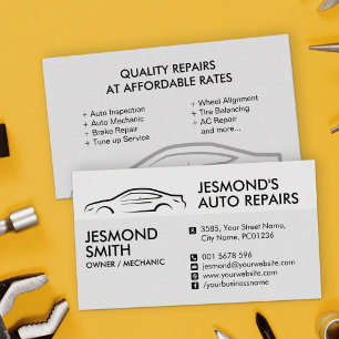 Car Silhouette - Mechanic Auto Repair Business Card