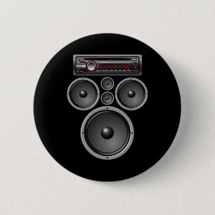 CAR STEREO SPEAKERS SYSTEM AUDIO HALLOWEEN COSTUME 6 CM ROUND BADGE