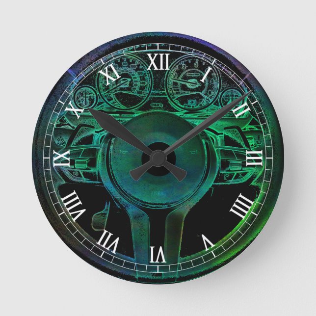 Car Themed Auto Design Round Clock (Front)