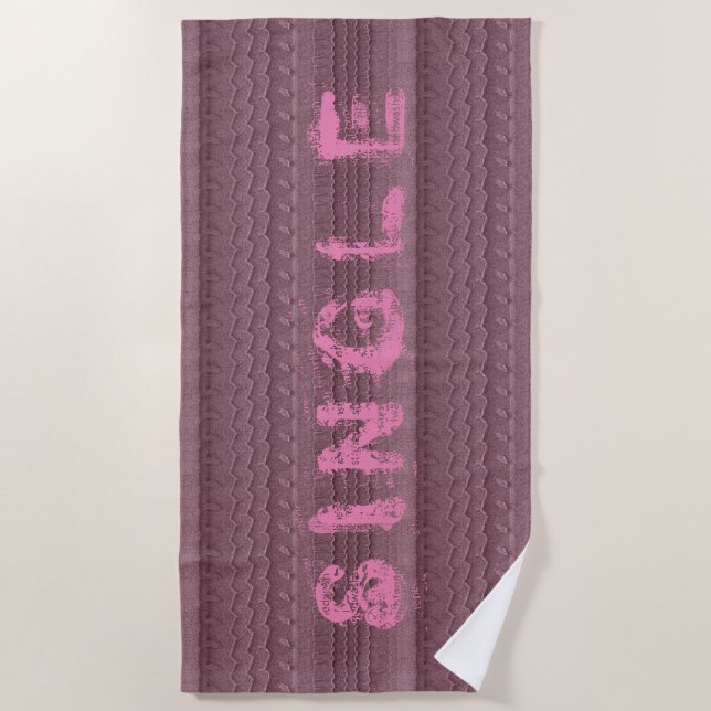 Car Tire Tracks on Pink Sandy Beach Custom Text Towel (Front)