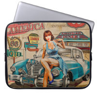 Car travel through America vintage poster. 66,rout