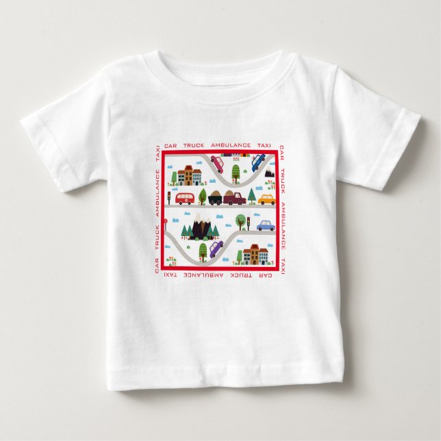 Car Truck Ambulance Taxi City Scape Baby T-Shirt (Front)