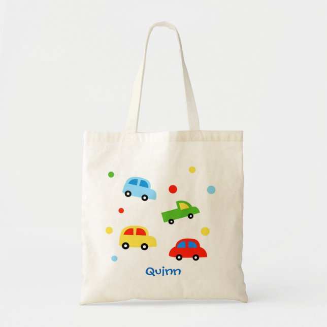 Car Truck Personalised kid name canvas bag (Front)