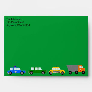 Car, Trucks and Street Signs Envelope