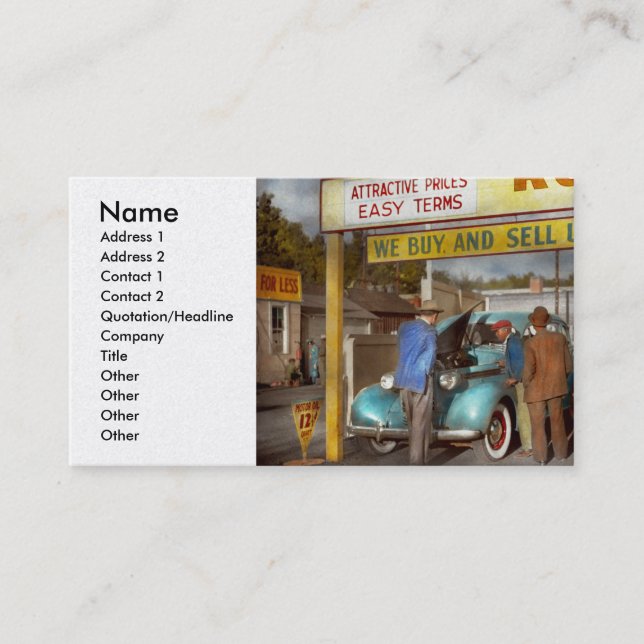 Car - Used - The sales pitch 1939 Business Card (Front)