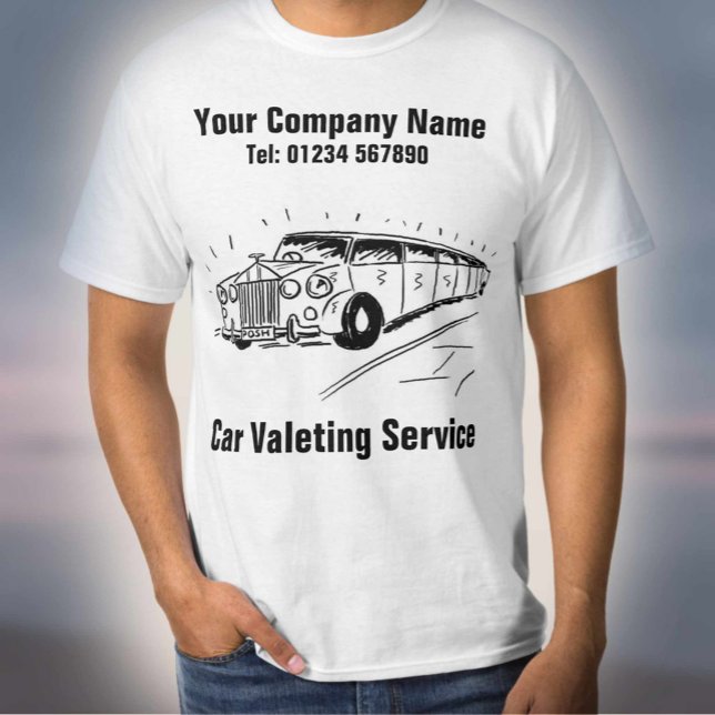 Car Valeting Service - With Name & Contact Details T-Shirt (Creator Uploaded)