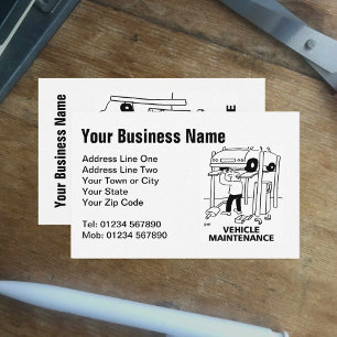 Car & Vehicle Maintenance Cartoon Business Card