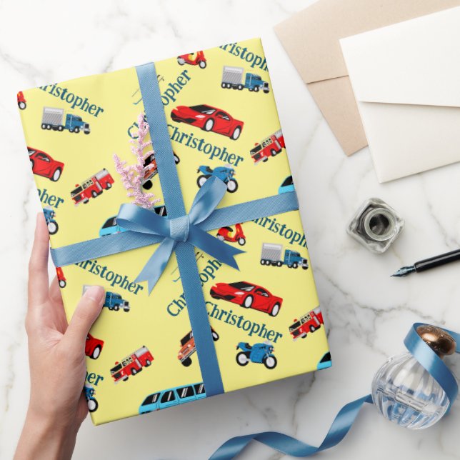 Car Vehicles Collage Fun Race Wrapping Paper (Gifting)