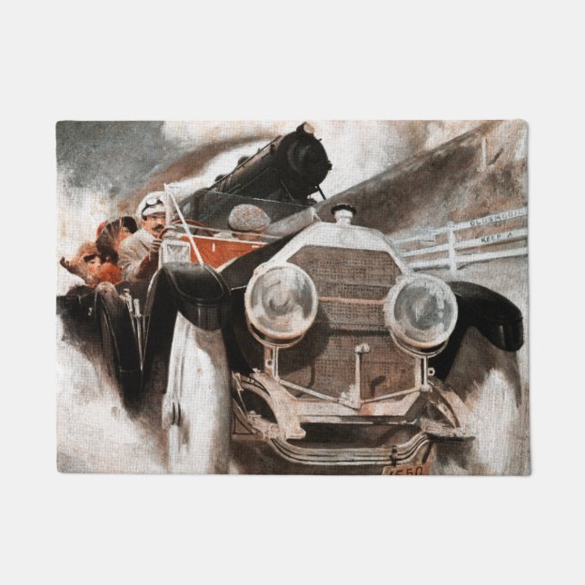 Car vs Train by William Harnden Foster Doormat (Front)