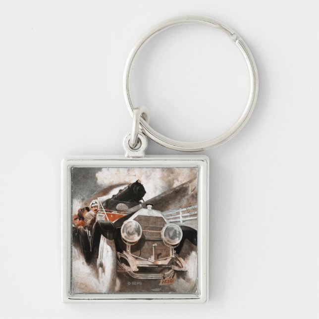 Car vs Train by William Harnden Foster Key Ring (Front)