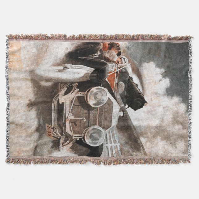 Car vs Train by William Harnden Foster Throw Blanket (Front)