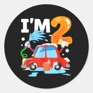 Car Wash 2 Two Year Old Kids 2nd Birthday Party Classic Round Sticker