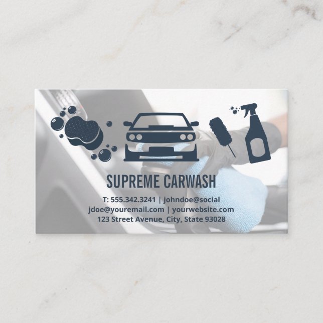 Car Wash and Detailing | Interior Cleans Business Card (Front)