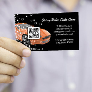 Car Wash and Detailing   Orange Sports Car   Qr Business Card