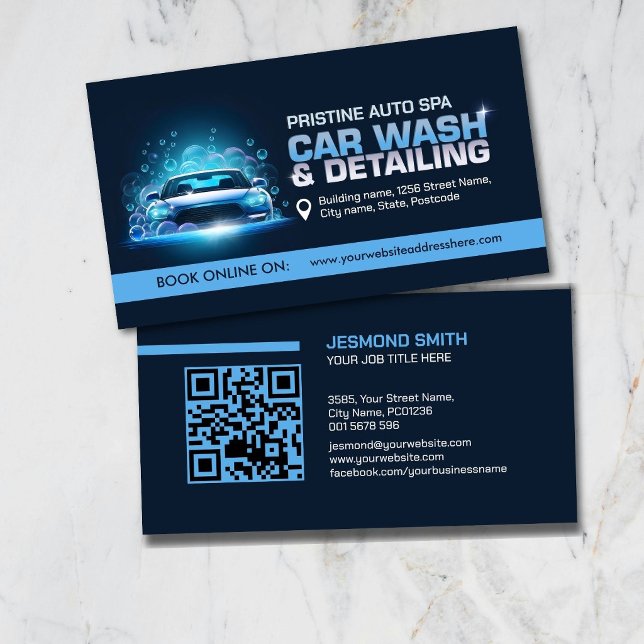 Car Wash and Detailing Professional Sleek Business Card (Creator Uploaded)