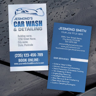 Car Wash and Detailing Professional Sleek Business Card
