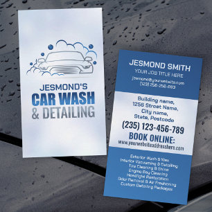 Car Wash and Detailing Professional Sleek Business Card
