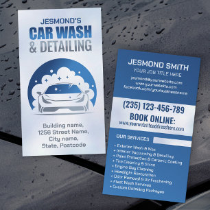 Car Wash and Detailing Professional Sleek Business Card