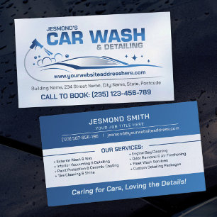 Car Wash and Detailing Professional Sleek Business Card