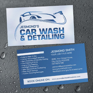 Car Wash and Detailing Professional Sleek Business Card